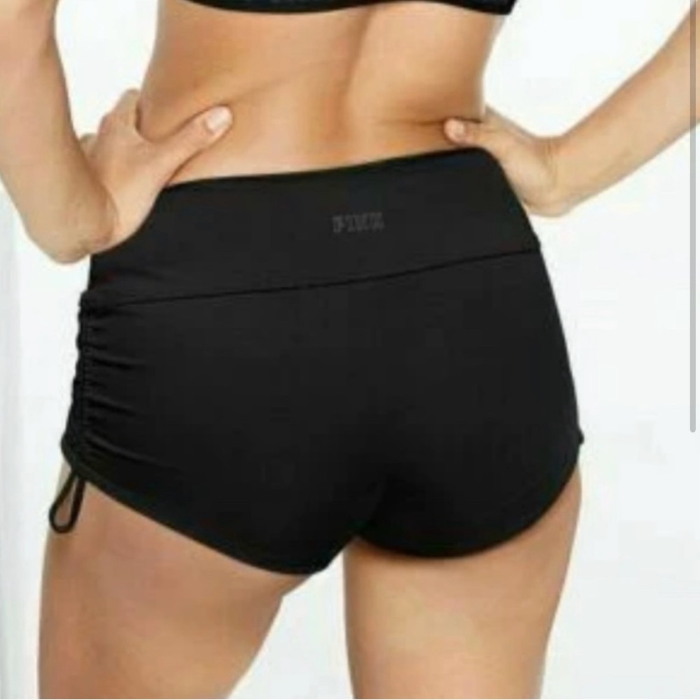 Victorias Secret Black VSX Sport Gym Shorts with cinched sides, Size Medium